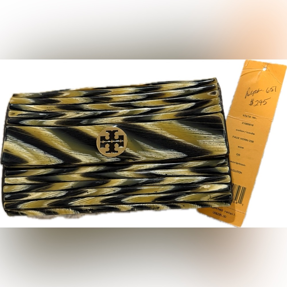 Authentic Tory Burch tortoiseshell hard case clutch handbag bag NWT